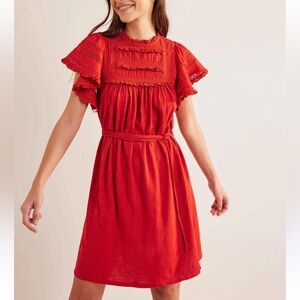 BODEN 100% Cotton Trim Detail Mini Dress